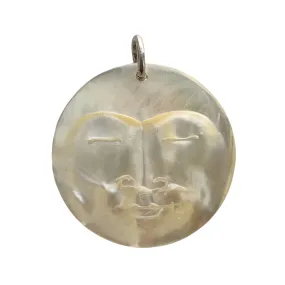 V I N T A G E // 1970s moon / carved mother of pearl moon with sterling silver bail / a pendant