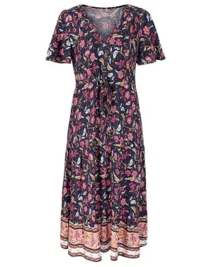 V-Neck Floral Maxi Day Dress