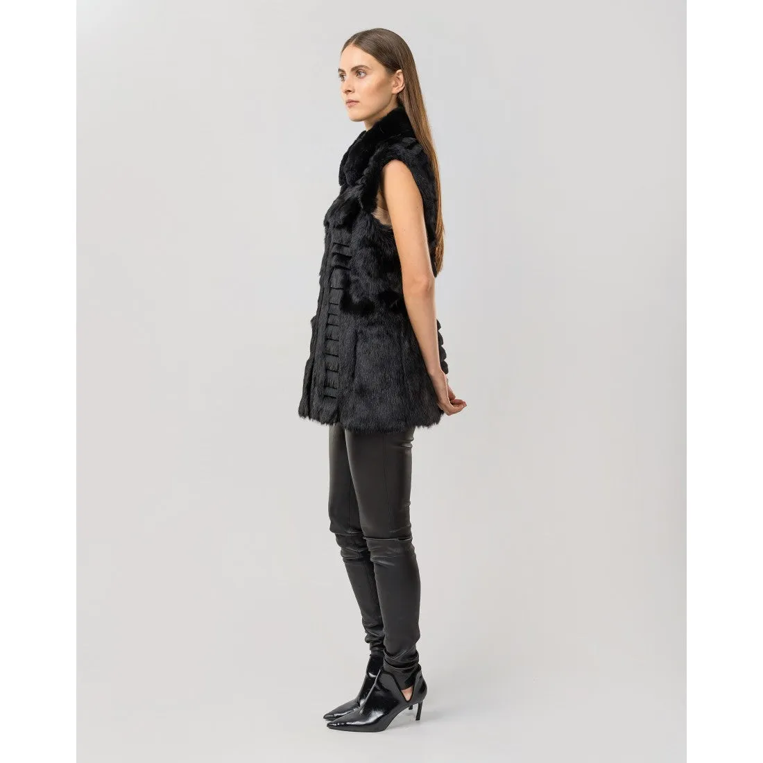 V501R - Cuadra casual rabbit fur vest