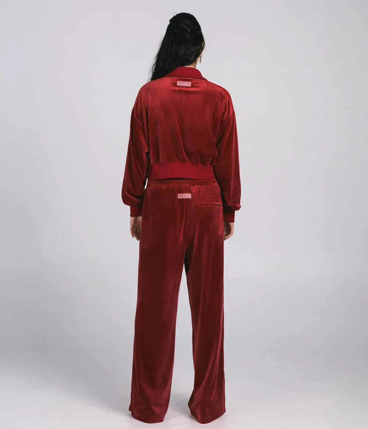 VELOUR WIDE LEG PANT- RED