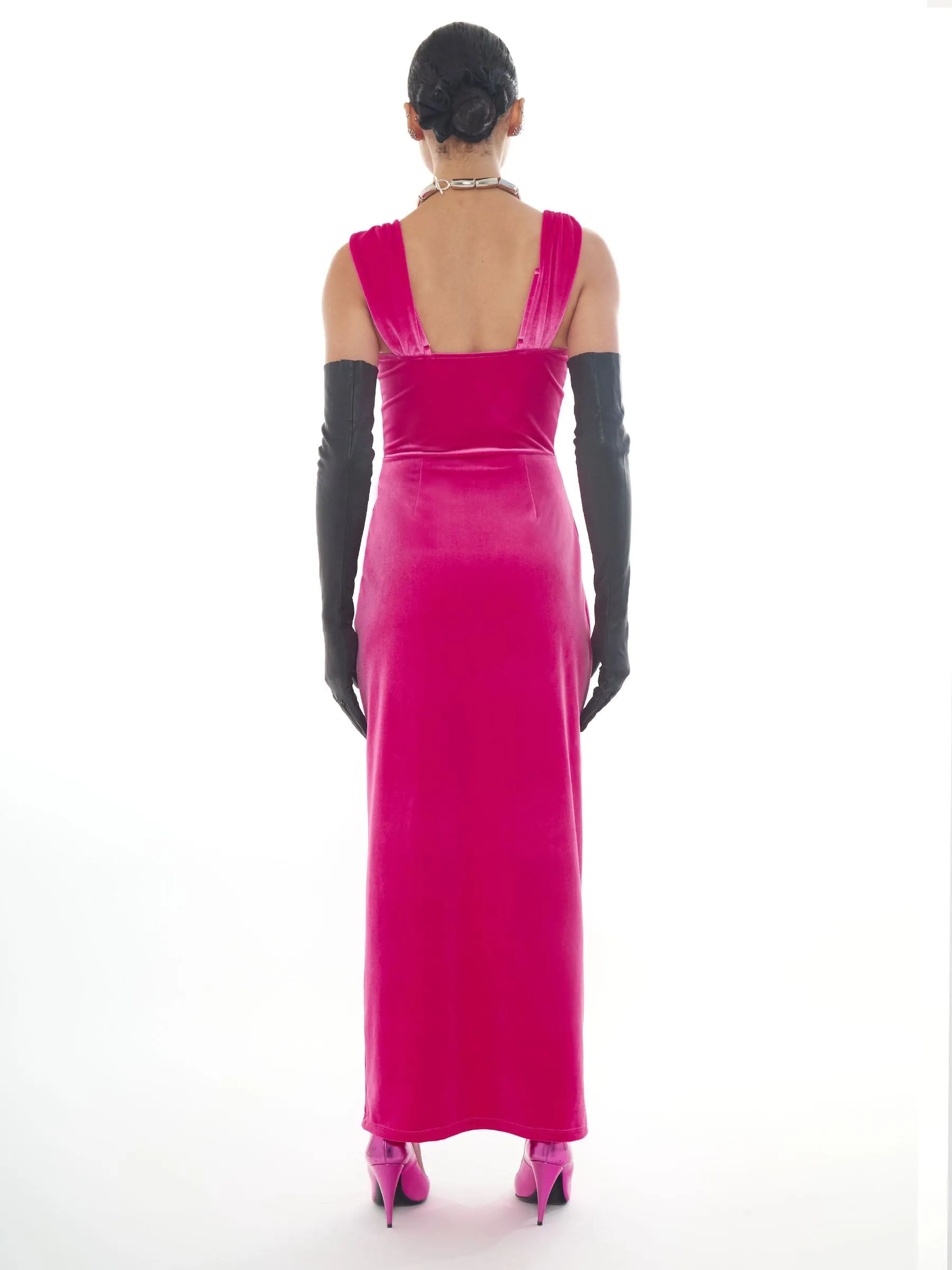 Velvet Pasha Dress in Pink Fortune