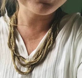 Vintage Gold Tone Mesh Rope Necklace by Hattie Carnegie. So Long Wear 5  Ways!