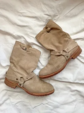 VINTAGE: Suede Motorcycle Boots