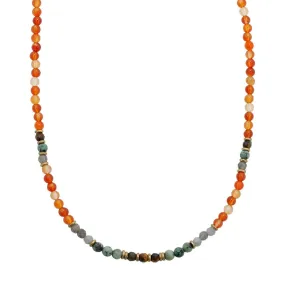 Vitality and Prosperity Carnelian and African Turquoise Delicate Necklace