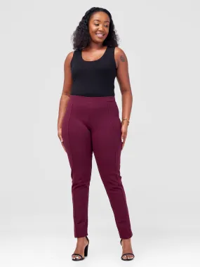 Vivo Basic Panelled Leisure Pants - Burgundy