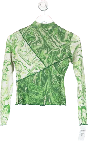 Warehouse Green Swirl Mesh Top UK 8