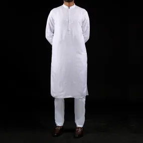 White Self Print Kurta