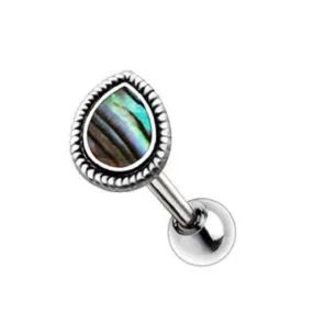 WILDKLASS 316L Stainless Steel Abalone Shell Inlay Teardrop Cartilage Earring