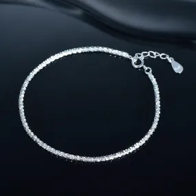 Women Elegant Sterling Silver Tennis Bracelet