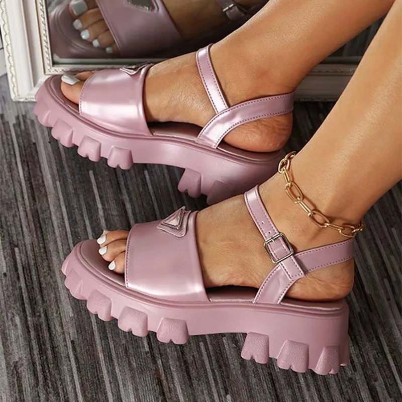 Women Sandals Thick Bottom Non-slip Solid Shoe