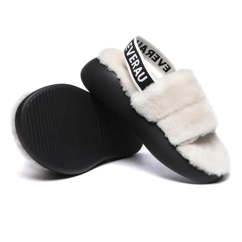 Women Sheepskin Wool Slingback Slippers