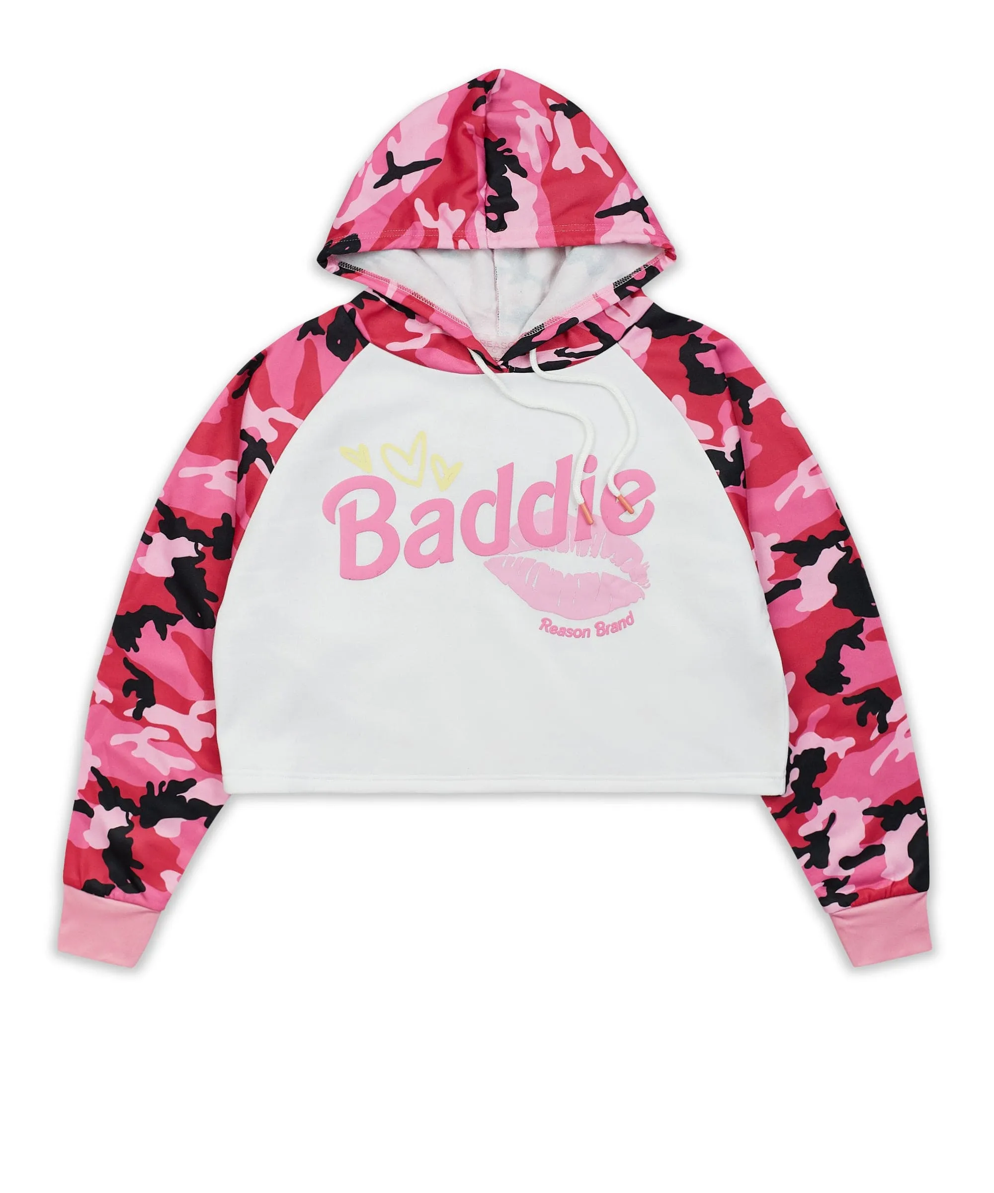 Womens Baddie Camo Crop Hoodie