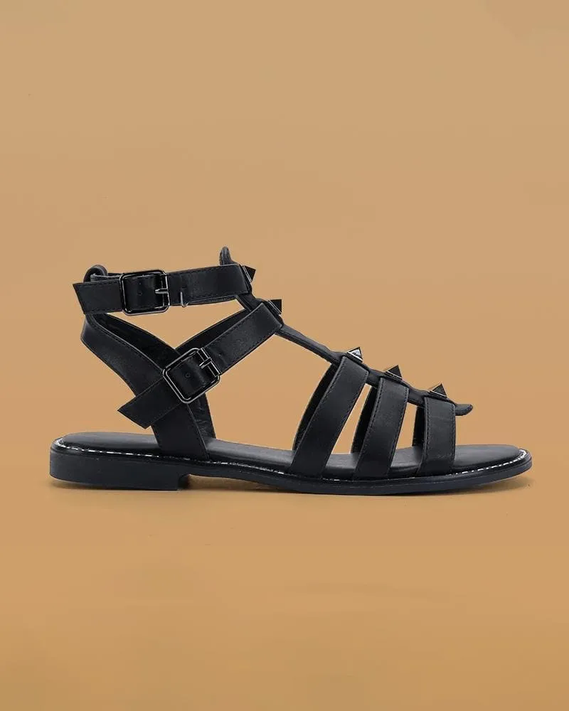 Women's Casual Rivet Adjusting Buckle Flat Sandals