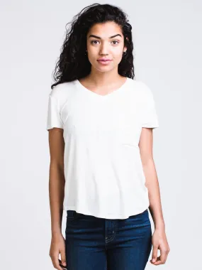 WOMENS LEANNE SOLID TEE - WHITE - CLEARANCE