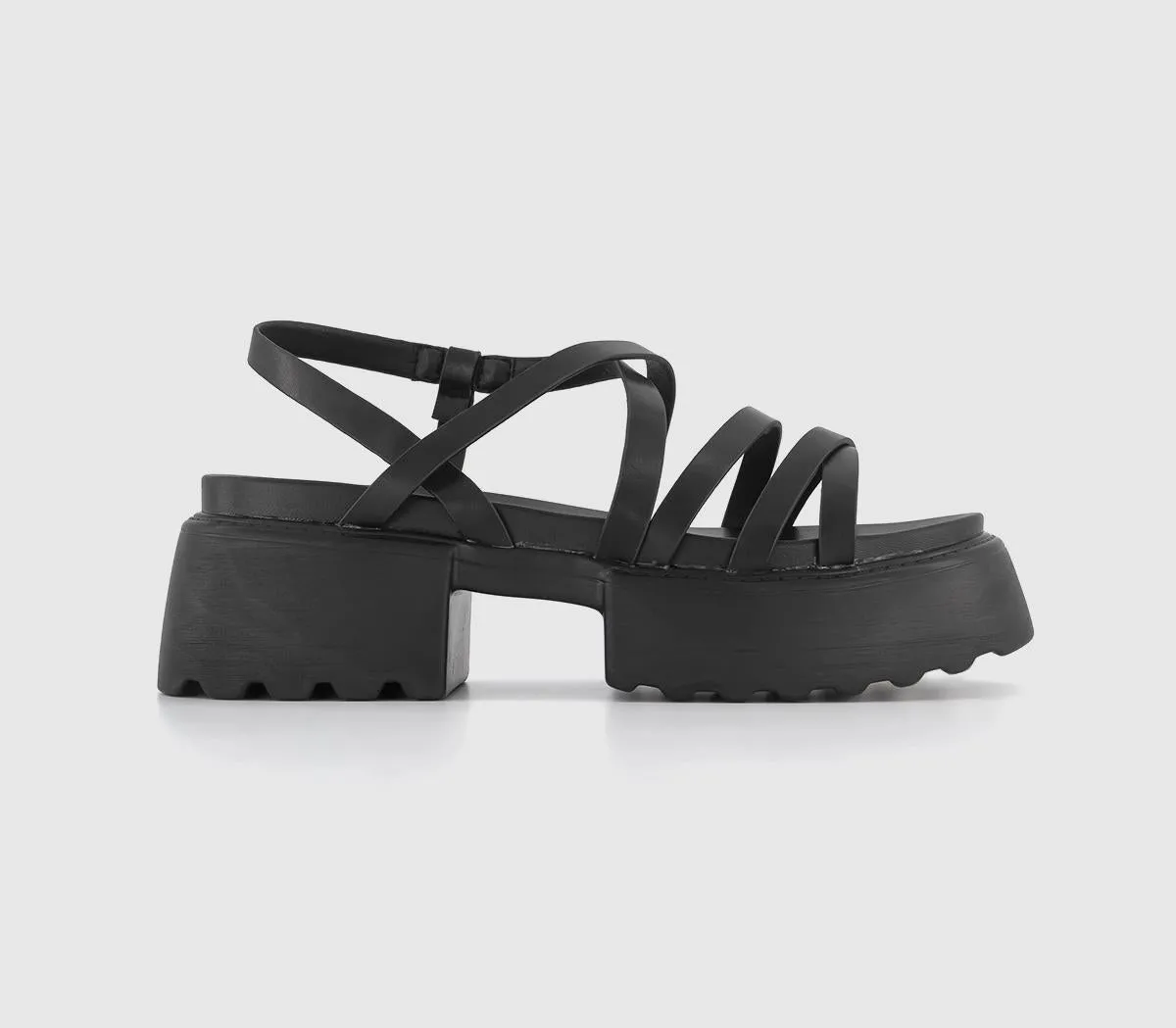 Womens Office Maverick Chunky Multi Strap Sandals Black