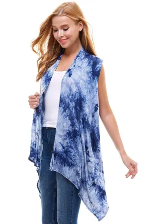 Womens Tie Dye Cardigan | Sleeveless Vest | Printed Duster