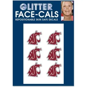 WSU Glitter Face-Cal Tattoos