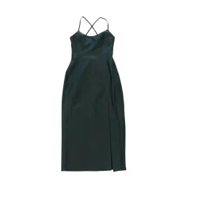 ZARA Dark Green Faux Leather Slip Dress | Brand New |